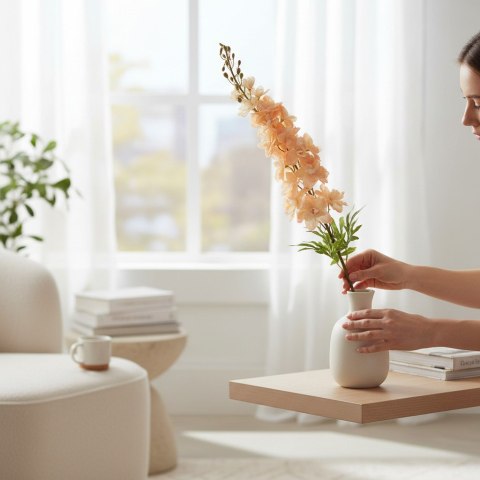 OSTRÓŻKA DELPHINIUM sztuczne kwiaty do wazonu kremowa 106 cm