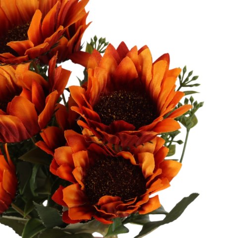 BUKIET SŁONECZNIKÓW Z DODATKAMI sztuczne kwiaty do wazonu KOMPOZYCJA pomarańczowa 42 cm