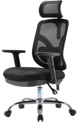 FOTEL BIUROWY ERGONOMICZNY APEXWORK, CZARNY, WYGODNY, DO BIURA, Z SIATKĄ