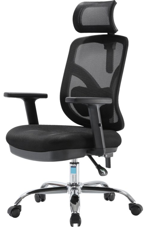 FOTEL BIUROWY ERGONOMICZNY APEXWORK, CZARNY, WYGODNY, DO BIURA, Z SIATKĄ