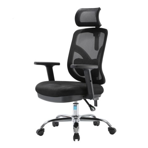 FOTEL BIUROWY ERGONOMICZNY APEXWORK, CZARNY, WYGODNY, DO BIURA, Z SIATKĄ