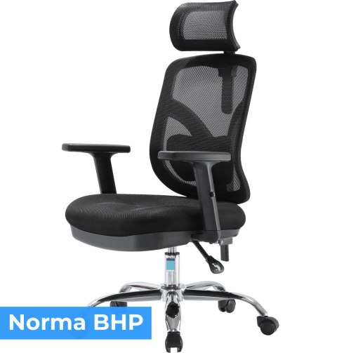 FOTEL BIUROWY ERGONOMICZNY APEXWORK, CZARNY, WYGODNY, DO BIURA, Z SIATKĄ
