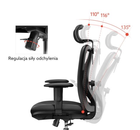FOTEL ERGONOMICA, CZARNY, Z PODNÓŻKIEM, ROZKŁADANY, WYGODNY, DO SALONU