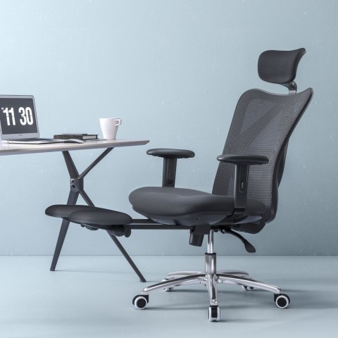 FOTEL ERGONOMICA, CZARNY, Z PODNÓŻKIEM, ROZKŁADANY, WYGODNY, DO SALONU