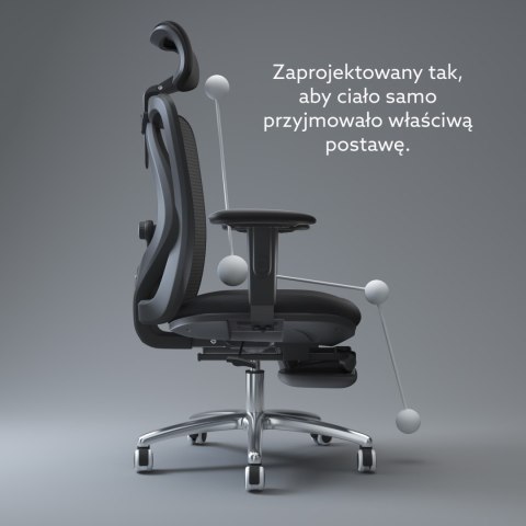 FOTEL ERGONOMICA, CZARNY, Z PODNÓŻKIEM, ROZKŁADANY, WYGODNY, DO SALONU