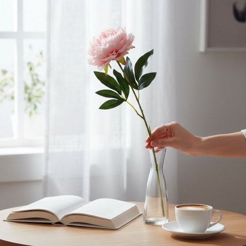 PIWONIA KWIAT SZTUCZNY do wazonu rózowa PEONIA 72 cm