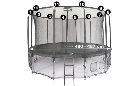 SIATKA OCHRONNA DO TRAMPOLINY BOUNCEWAY, 12 SŁUPKÓW, 180CM, MAXY COMFORT PE