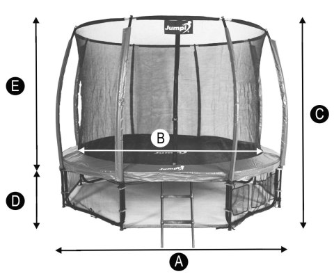 TRAMPOLINA OGRODOWA SALTO 8FT 252 CM, SIATKA, DRABINKA, ZESTAW, GS TÜV