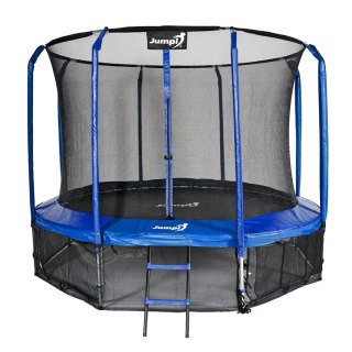 TRAMPOLINA OGRODOWA JUMPI SKYVIA 374CM 12FT, NIEBIESKA, SIATKA, ZESTAW, GS