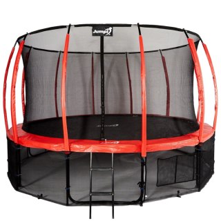 TRAMPOLINA OGRODOWA HOPPET, 14FT, 435CM, CZERWONA, SIATKA, DRABINKA, GS TÜV