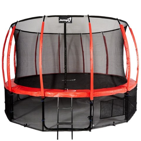 TRAMPOLINA OGRODOWA HOPPET, 14FT, 435CM, CZERWONA, SIATKA, DRABINKA, GS TÜV
