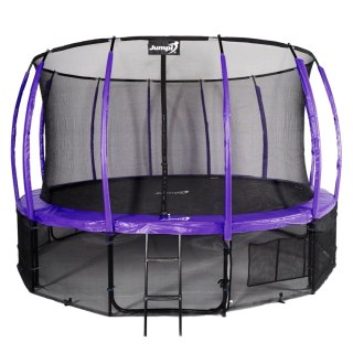TRAMPOLINA OGRODOWA SALTO 14FT 435CM, FIOLETOWA, SIATKA, DRABINKA, KOMPLET