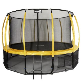 TRAMPOLINA OGRODOWA SALTO 14FT, 435CM, SIATKA, DRABINKA, ZESTAW, ŻÓŁTA