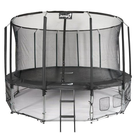TRAMPOLINA OGRODOWA BOUNCEWAY 487CM 16FT, CZARNA, ZESTAW, SIATKA, DRABINKA