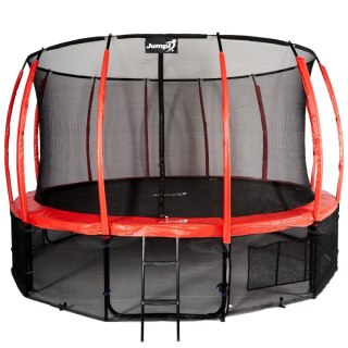 TRAMPOLINA OGRODOWA SALTO 16FT, CZERWONA, JUMPI, SIATKA, DRABINKA, GS TÜV