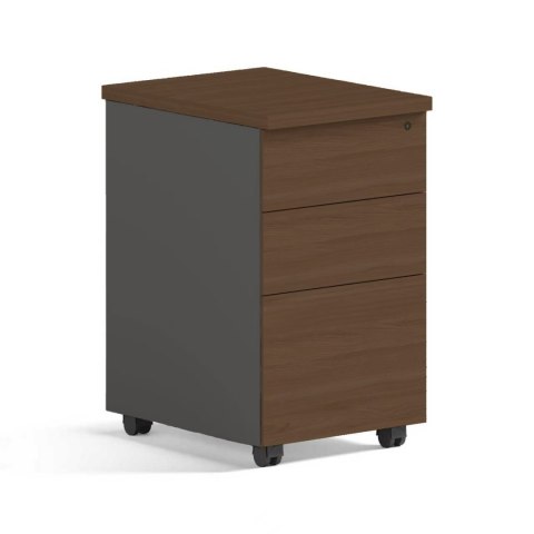 KONTENER BIUROWY VEKTOR, SZAFKA POD BIURKO, 3 SZUFLADY, MOBILNY, LOFT, DĄB
