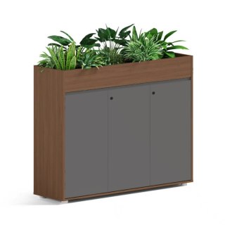 KWIETNIK BIUROWY Z SZAFKĄ WORKLAB, REGAŁ, LOFT, PRZEGRODA, 120CM, TEAK, MFC
