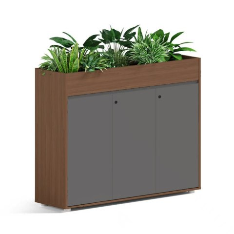 KWIETNIK BIUROWY Z SZAFKĄ WORKLAB, REGAŁ, LOFT, PRZEGRODA, 120CM, TEAK, MFC