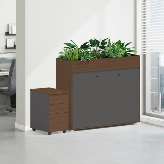 KWIETNIK BIUROWY Z SZAFKĄ WORKLAB, REGAŁ, LOFT, PRZEGRODA, 120CM, TEAK, MFC