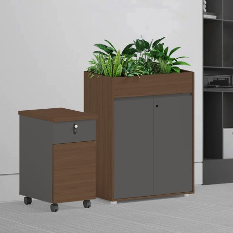 KWIETNIK BIUROWY Z SZAFKĄ WORKSPACE, LOFT, 80X40X110 CM, REGAŁ, OPEN SPACE