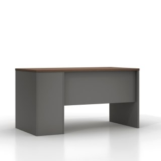 BIURKO LOFTOWE VANGUARD, 140X70 CM, CIEMNY DĄB, SZARE, 3 SZUFLADY, BIURO