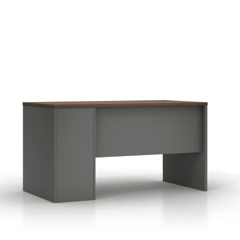 BIURKO BIUROWE LOFT VANE, 160X70 CM, CIEMNY DĄB, SZARE, SZAFKA, 3 SZUFLADY