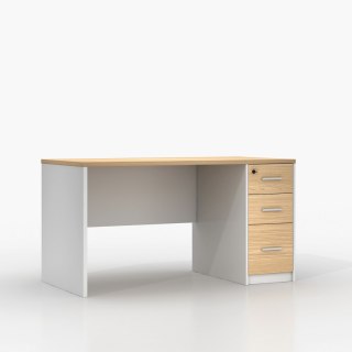 BIURKO LOFT VANGUARD 140X70 CM, 3 SZUFLADY, BIAŁE, SEKWOJA, KOMPUTEROWE
