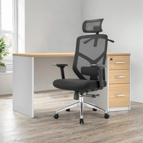 BIURKO LOFT VANGUARD 140X70 CM, 3 SZUFLADY, BIAŁE, SEKWOJA, KOMPUTEROWE