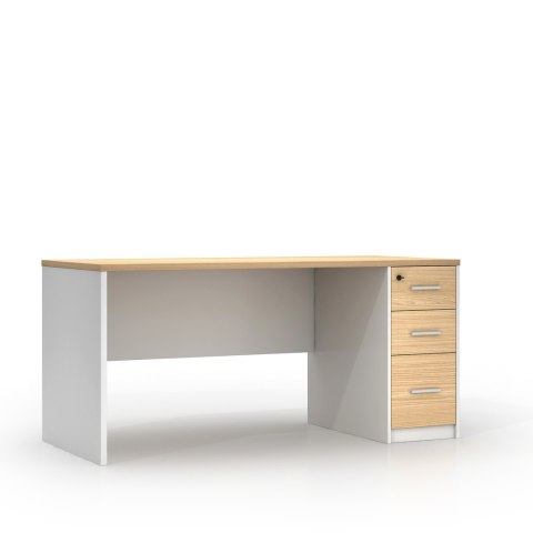 BIURKO 160X70 LUMIO, 3 SZUFLADY, LOFT, SEKWOJA, BIAŁE, BIUROWE, NOWOCZESNE
