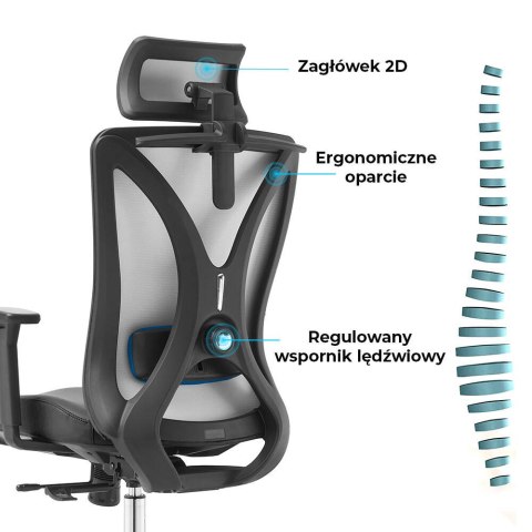 FOTEL OBROTOWY SPEZIOSO, CZARNY, WYGODNY, ERGONOMICZNY, DO BIURA, SALONU