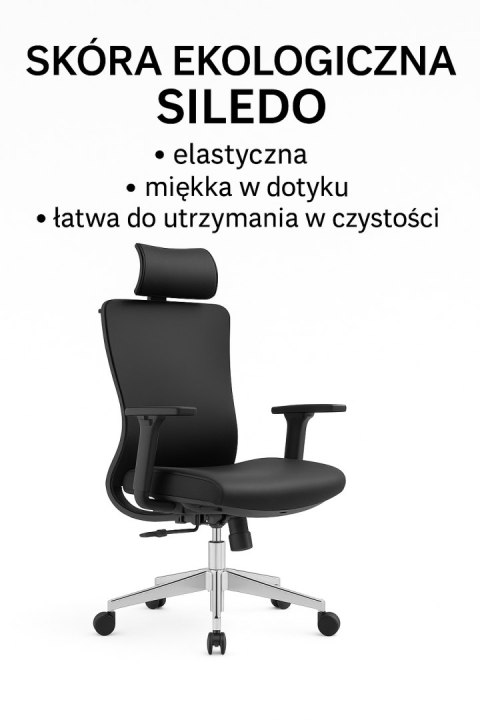 FOTEL OBROTOWY SPEZIOSO, CZARNY, WYGODNY, ERGONOMICZNY, DO BIURA, SALONU