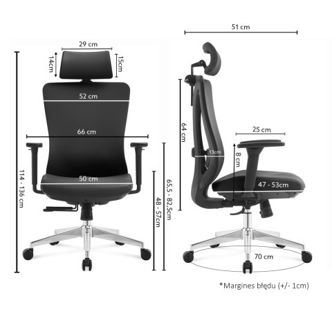 FOTEL OBROTOWY SPEZIOSO, CZARNY, WYGODNY, ERGONOMICZNY, DO BIURA, SALONU