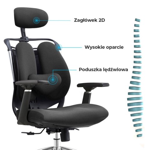 FOTEL BIUROWY SOSPESO, CZARNY, ERGONOMICZNY, WYGODNY, DO SALONU, STYL