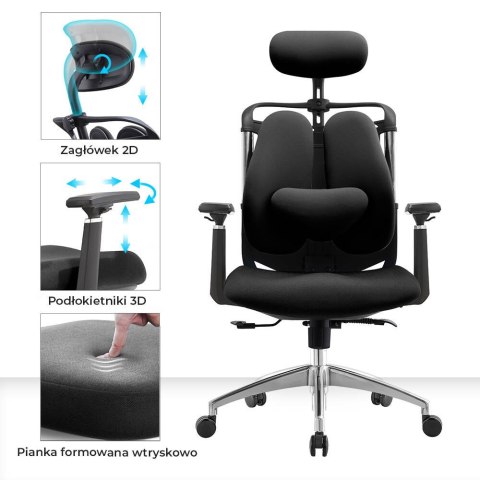FOTEL BIUROWY SOSPESO, CZARNY, ERGONOMICZNY, WYGODNY, DO SALONU, STYL
