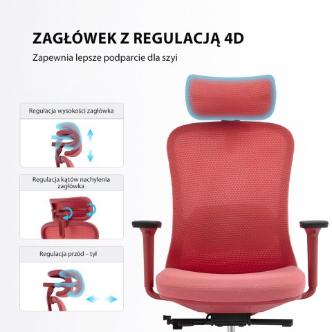 FOTEL BIUROWY NEXUS RED, Z MASAŻEM, ROZKŁADANY, WYGODNY, DO SALONU, STYL