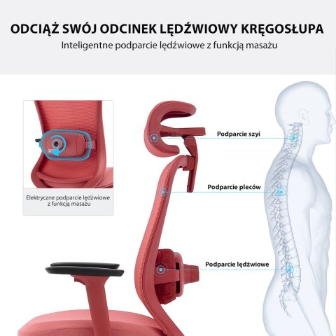 FOTEL BIUROWY NEXUS RED, Z MASAŻEM, ROZKŁADANY, WYGODNY, DO SALONU, STYL