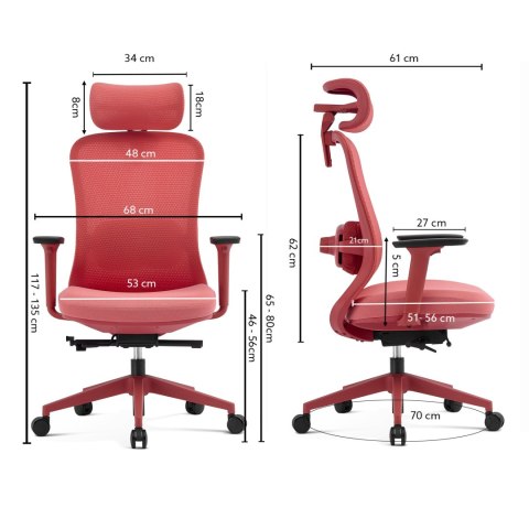 FOTEL BIUROWY NEXUS RED, Z MASAŻEM, ROZKŁADANY, WYGODNY, DO SALONU, STYL