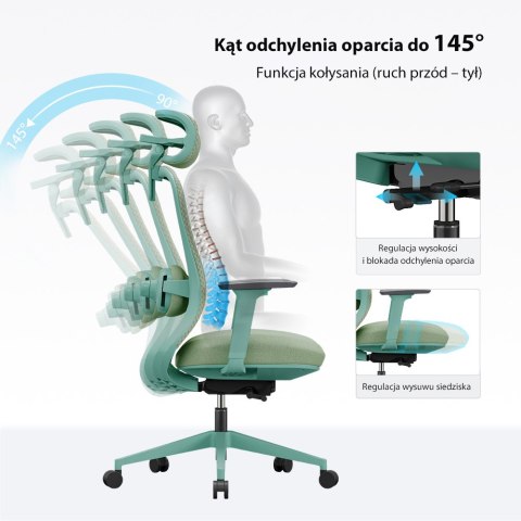 FOTEL BIUROWY VENTO, ERGONOMICZNY, ROZKŁADANY, DO SALONU, WYGODNY, SZARY
