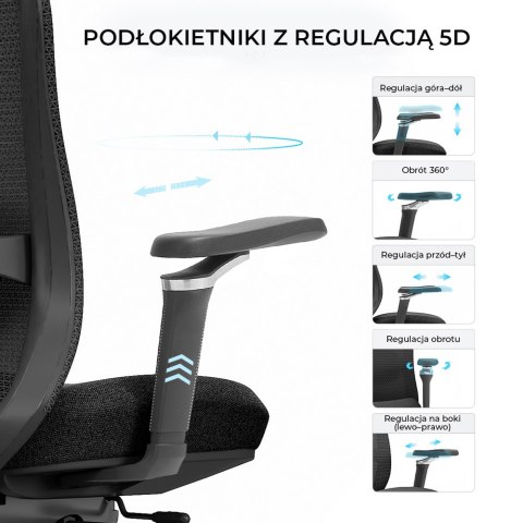 FOTEL BIUROWY ERGONOMIA, WYGODNY, CZARNY, Z MASAŻEM, ROZKŁADANY, DO SALONU