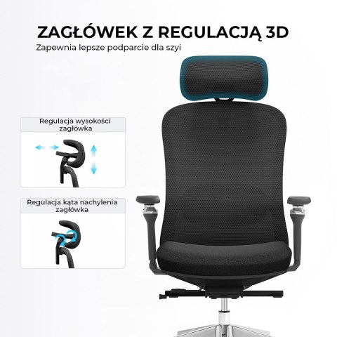 FOTEL BIUROWY ERGONOMIA, WYGODNY, CZARNY, Z MASAŻEM, ROZKŁADANY, DO SALONU