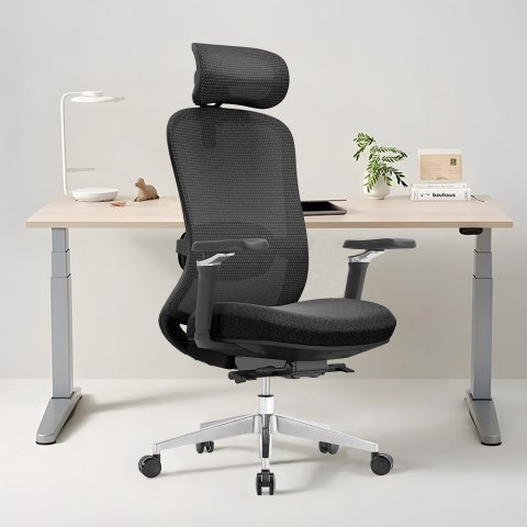 FOTEL BIUROWY ERGONOMIA, WYGODNY, CZARNY, Z MASAŻEM, ROZKŁADANY, DO SALONU