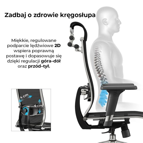 FOTEL BIUROWY STRATUS, ERGONOMICZNY, CZARNY, Z SIATKI, WYGODNY, STYL, DO