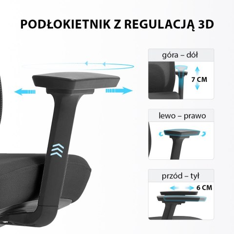 FOTEL ERGONOMICA, CZARNY, WYGODNY, DO SALONU, WYPOCZYNKOWY, Z SIATKI, STYL