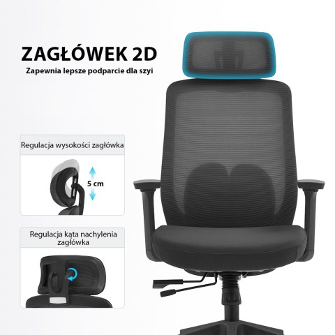 FOTEL ERGONOMICA, CZARNY, WYGODNY, DO SALONU, WYPOCZYNKOWY, Z SIATKI, STYL