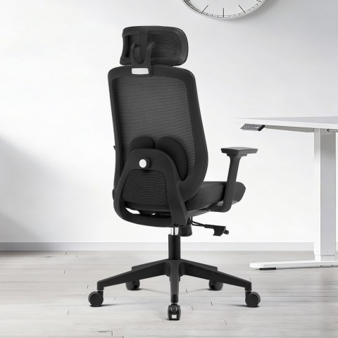 FOTEL ERGONOMICA, CZARNY, WYGODNY, DO SALONU, WYPOCZYNKOWY, Z SIATKI, STYL