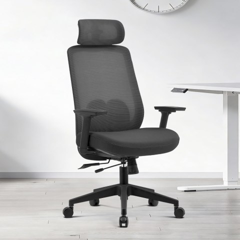 FOTEL ERGONOMICA, CZARNY, WYGODNY, DO SALONU, WYPOCZYNKOWY, Z SIATKI, STYL