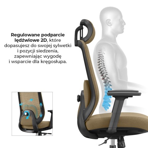 FOTEL BIUROWY ERGONOMIA, CZARNY, WYGODNY, DO BIURKA, SIATKA, REGULOWANY