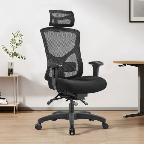 FOTEL BIUROWY VERTO, ERGONOMICZNY, ZAGŁÓWEK, WYGODNY, BUJANY, SIATKA