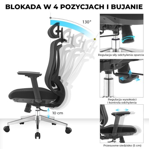 FOTEL CZARNY APEXWING, WYGODNY, DO SALONU, STYL, BIUROWY, ERGONOMICZNY
