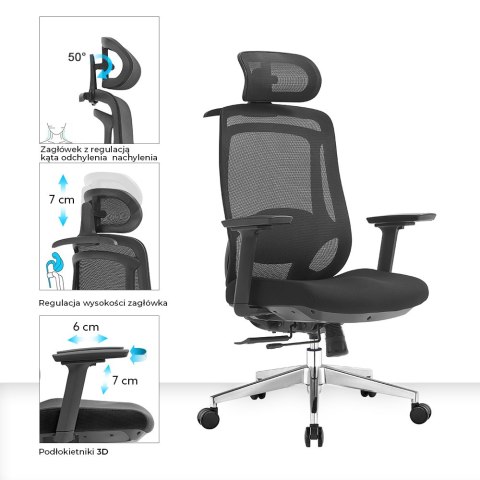 FOTEL CZARNY APEXWING, WYGODNY, DO SALONU, STYL, BIUROWY, ERGONOMICZNY